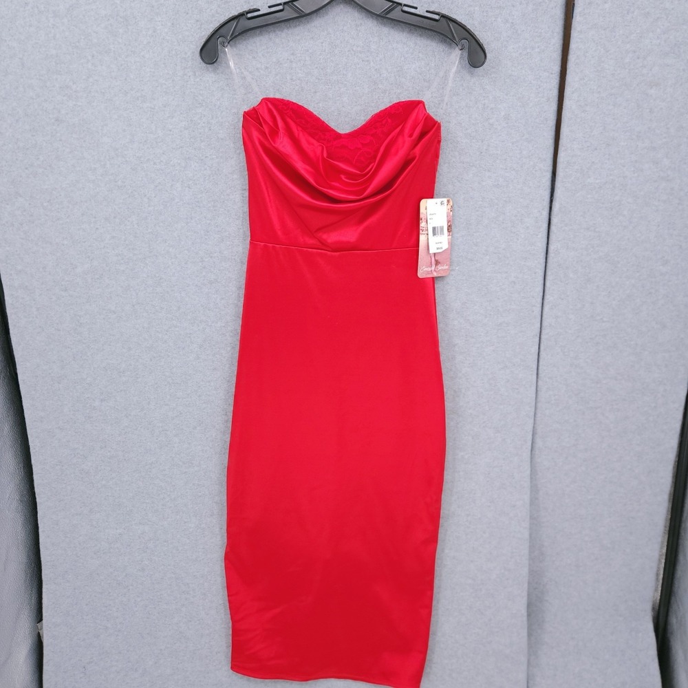 Emerald Sundae Strapless Sweetheart Red Bodycon Slim Dress Juniors Size S NWT
